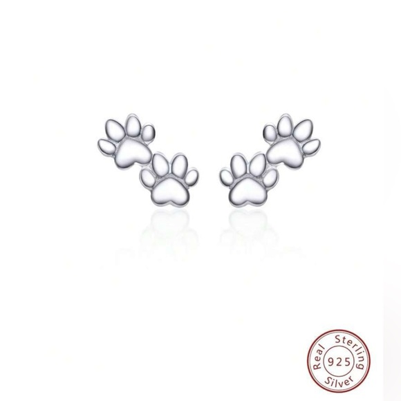🐾 S925 Sterling Silver Paw Print Earrings NWT - Picture 7 of 7